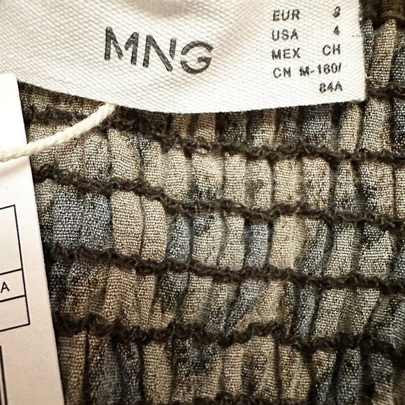 Mango MNG Leopard Animal Print Ruched Sleeve Smocked Back Top NWT Size 4 - Picture 8 of 9